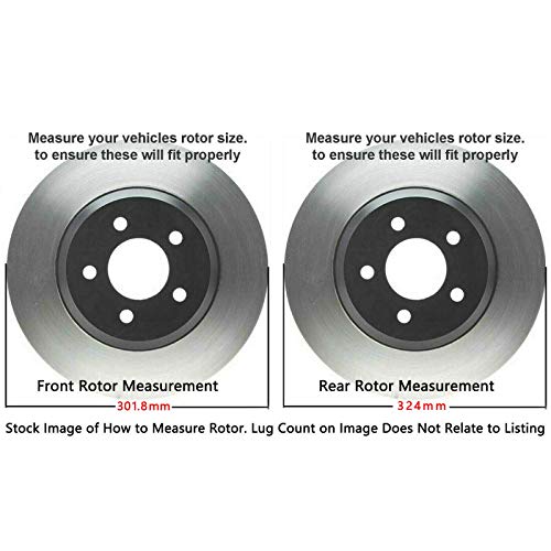 Image of Detroit Axle - Brake Kit for 2006-2009 Chevy Trailblazer GMC Envoy, 06-07 Rainier 06-08 Isuzu Ascender 11.88 inch inch Front 12.76 inch inch Rear Drilled Slotted Brake Rotors Replacement Ceramic Brakes Pads