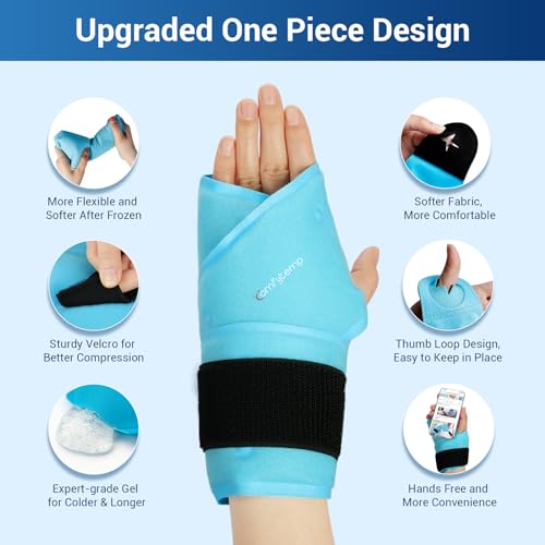 Image of Comfytemp 24.5 inch Extra Long Wrist Ice Pack Wrap for Carpal Tunnel Relief, FSA Eligible HSA, Reusable Gel Wrist Brace Hot Cold Compress for Hand Forearm Pain, Arthritis, Injuries, Recovery Item
