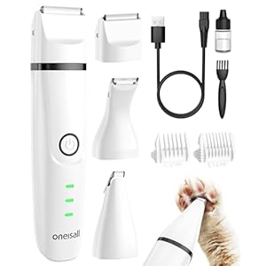 oneisall Quiet Cat Paw Trimmer, 2 Speed Cordless Cat Shaver, 3 in 1 Cat Hair Trimmer, Rechargeable Cat Clippers Pet Clippers for Cats, Cat Trimmer for Paws, Butt, Knotted, Dingleberry