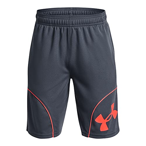 Short basket garçon Under Armour vêtement sport respirant gris orange Youth Small