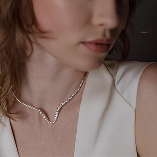 STONEFANS Choker Necklace for Women, Rhinestone Dainty Silver Gold Tennis Necklaces for Women Prom Jewelry Bridal Wedding Accessories Gifts3