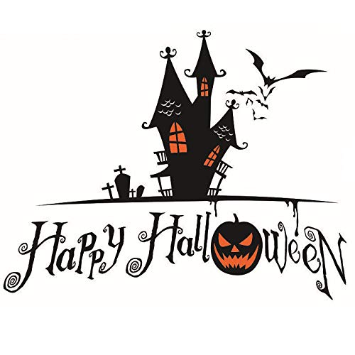 Vinilo Decorativo Halloween Castillo y Calabazas 28x22 in