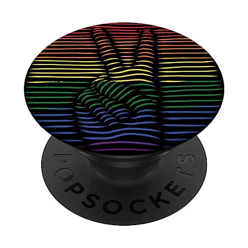 Divertido signo de paz con la mano LGBTQ de DILF Damn I Love Freedom PopSockets PopGrip Intercambiable