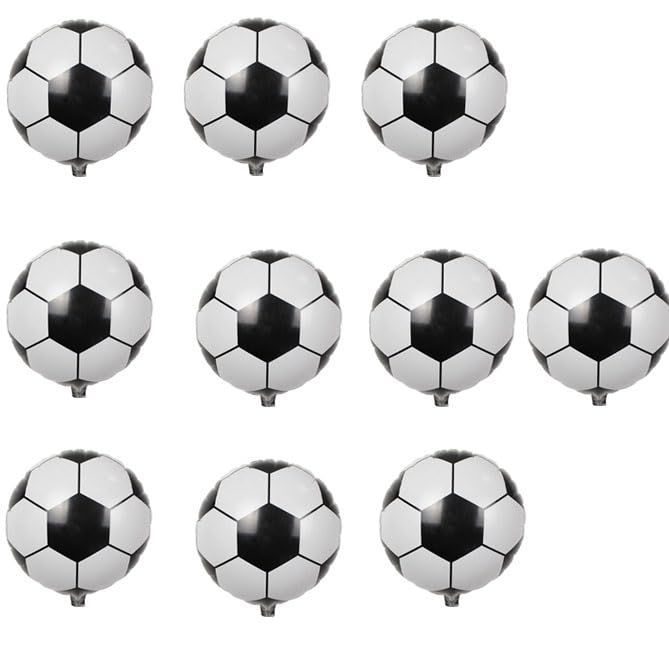 Balões de futebol de 18 polegadas, balões de alumínio de 10 peças, decoração de aniversário, decoração de festa de futebol, material de festa desportiva para aniversários desportivos copa do mundo