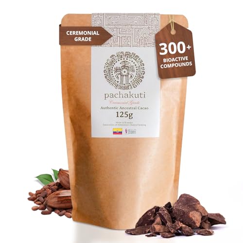 Pachakuti Cacao | Authentic Stone Ground Ceremonial Grade | 100% Pure Arriba Nacional Heirloom Cacao | Ethical Sourced from the Ecuadorian Amazon | Chakra Farmed - 125g