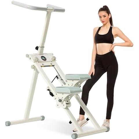 Climber & Stepper-Stair Master for Exercise at Home Full Body Workout Machine,Foldable Vertical Climber Exercise Machine,Adjustable Tilt&Handlebar，Cardio Exercise Climber (White) Cover