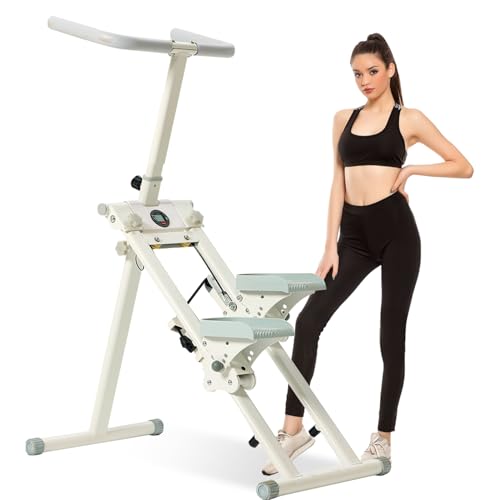 Climber & Stepper-Stair Master for Exercise at Home Full Body Workout Machine,Foldable Vertical Climber Exercise Machine,Adjustable Tilt&Handlebarï¼ŒCardio Exercise Climber (White)