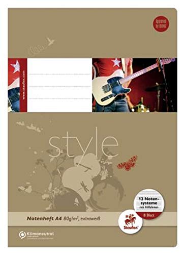 Ursus Basic 040408022 Musikheft A4 8 Blatt 80g/qm 12 Notensysteme + Hilfslinien