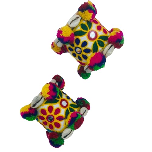 Garba Navratri Jewellery Sets for Women Multicolor Embroidered Fabric Silver Oxidised Afghani Bangles Sets Baloya Set for Women and Girls (TOF Mirror Pom pom Bangle)