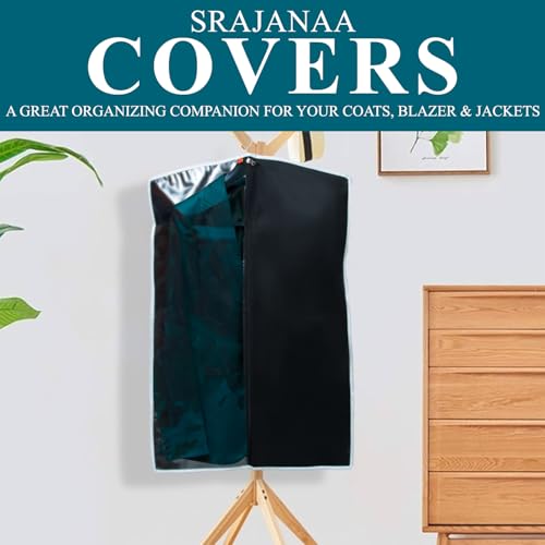 Image of Men's Moisture-Proof Coat Suit Blazer Covers | Half Transparent Design | Durable Dustproof Garment Bags for Suits & Blazers | Ideal Wardrobe Solution | | Black | Set of 15 Height-36
