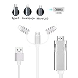 【Cables Adaptadores HDMI para Teléfono Móvil 3 en 1】Admite la duplicación de lo que se muestra en la pantalla de su dispositivo móvil en su televisor, monitor, proyector equipado con HDMI. Mire sus medios o presente su presentación en una pantalla más grande donde sea más conveniente.