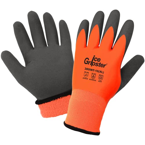 Global Glove Ice Gripster Low Temperature Gloves, Cut, Abrasion, and Puncture Resistant, Insulated and Water-Resistant, High Visibility Double-Coated Grip with Secure Wrist Cuffs, Large