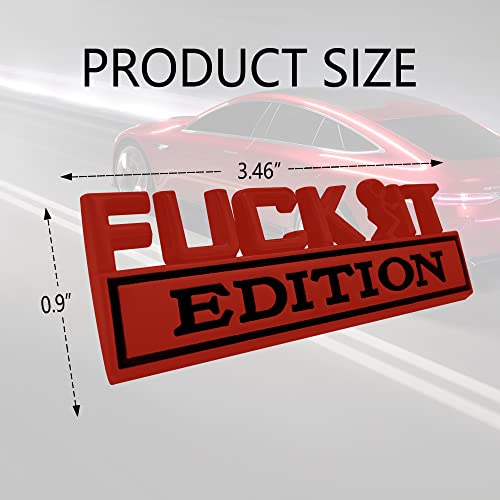 Image of Fuck IT Edition Emblem, Car Exterior Emblems Badge 3D Sticker Decal, Fuck-IT Edition Emblem 3D Fender Badge Decal, 3D Fender Badge Decal Car Truck Replacement, Fit for All Cars (Red Black)