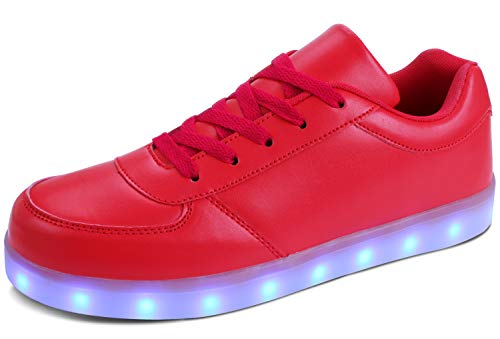MILEADER USB Charging Sneakers LED Shoes for Adult, Red Light Up Shoes with Remote Control for Women and Men, 7 Colors Unisex USB Flashing Sneakers - 43