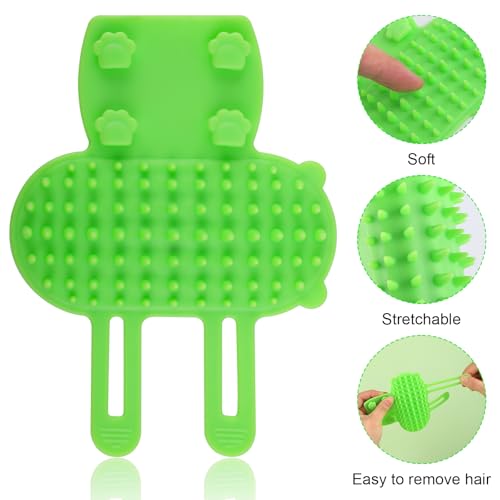 Image of 2pcs Self Cleaning Cat Brush, 2-in-1 Tickling Comb Cat Massage Brush Pet Artifact Adjustable Silicone Kitty Grooming Shedding Brush Cat Corner Scartcher Groomer for Short /Long Hair Cats Dogs (Green)
