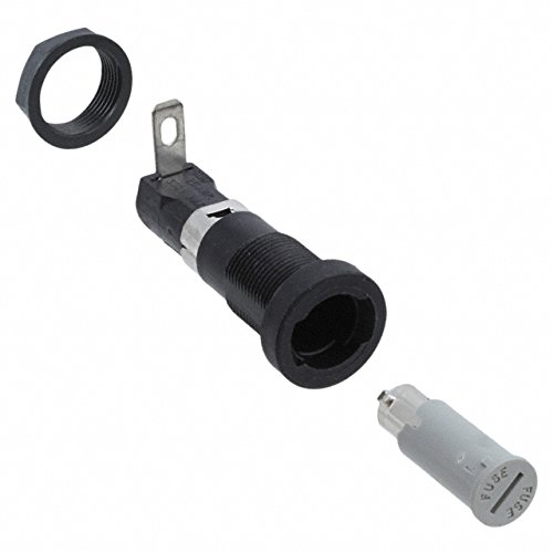 жарылды view of Littelfuse 03450601H fuseholder components, showing the main body, mounting nut, and a 3AG fuse.