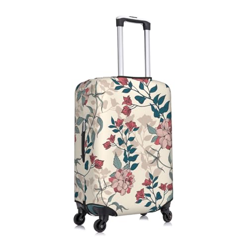 Pink Flowers Leaves Print Luggage Suitcase Cover Protector Luggage Washable Covers With Concealed Zipper3