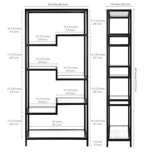 Henn&Hart 68 Blackened Bronze Rectangular Bookcase for Home Office and Living Room