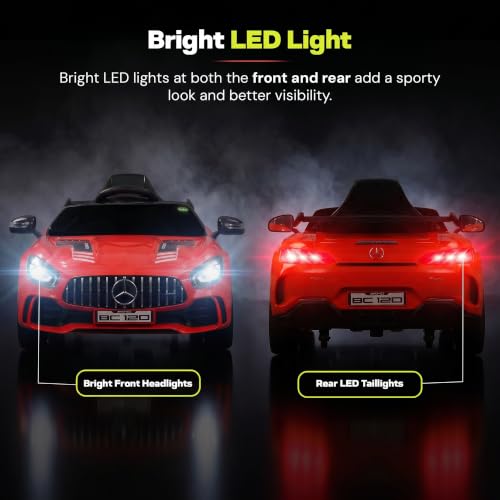 Image of Baybee Spyder Battery Operated Car for Kids | Rechargeable Battery Car with Bluetooth & USB | Electric Kids Car with Parental Control, LED Lights & Music | Ride on Cars for Kids 1-5 Years (Red)