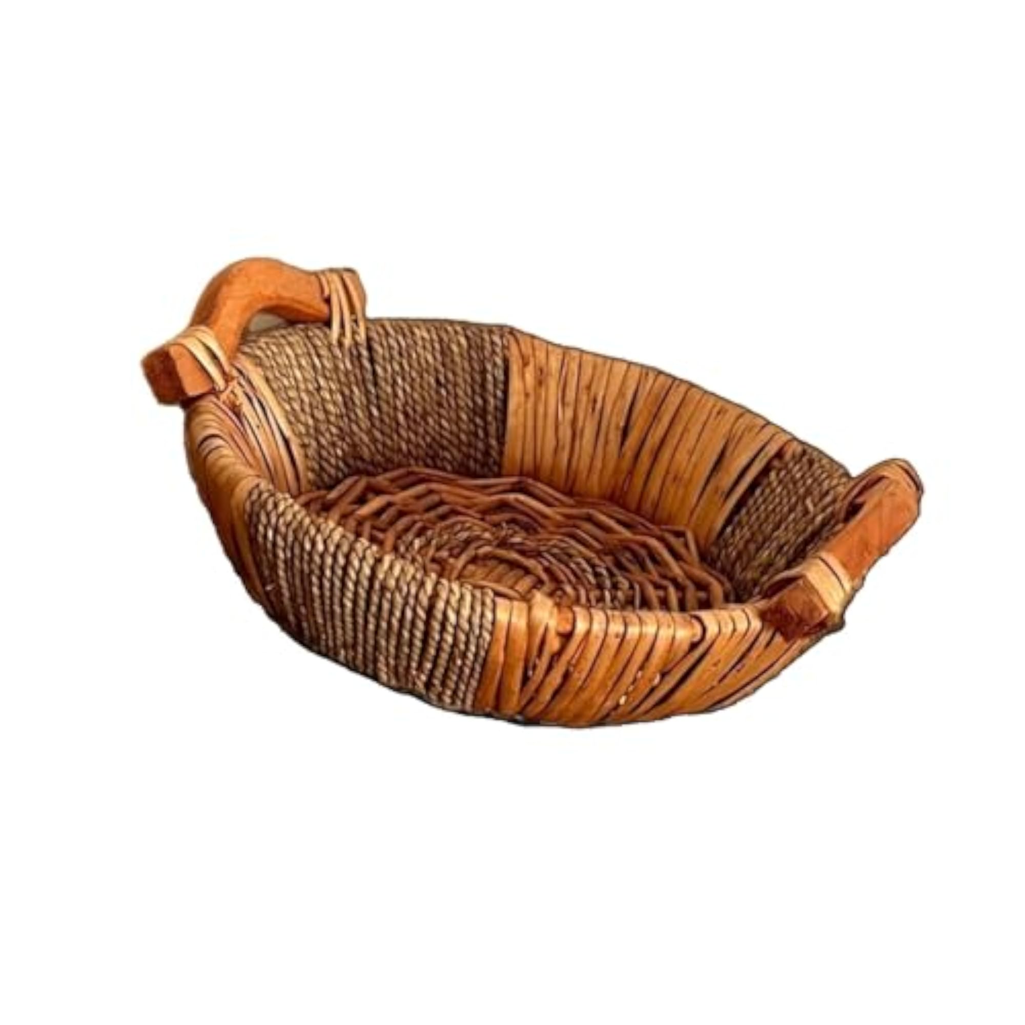 Wicker Woven Serving Tray, Round Serving Basket for Buffets