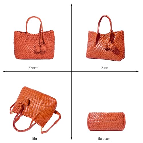 Image of Woven Tote Bag for Women, Hobo Bag for Work, Large Beach Travel Handbags and Purses, Retro Shoulder Bag, Shopping Bag