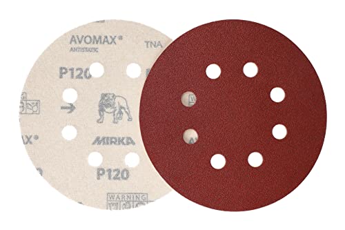 Mirka Red Abrasive paper Sanding discs diameter 125 mm/Hook & loop fastening / 8-hole/grit P120 / 5 pieces/for sanding wood metal and plastic - Image 4