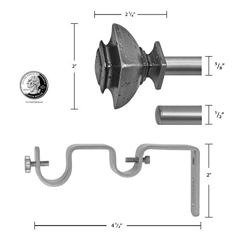 Decopolitan 30026-26Ob Square 5/8" Double Curtain Rod Set, 26 To 48 Inches, Oiled Bronze #TOP3