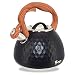 Stufa da 2,7 Quart Top Whistling Tea Kettle Stufa, Teiera in acciaio inox per alimenti, coperchio con becco di bloccaggio, colore: nero
