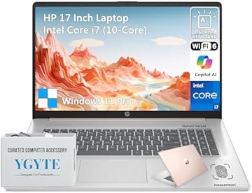 2025 17 Inch Touchscreen Laptop Computer, 17.3 HD+ Touch Screen Business Laptop PC, Intel Core i7, 64GB RAM 2TB SSD, Windows 11 Pro, Backlit 10 Key Number Pad, Fingerprint, Rose Gold