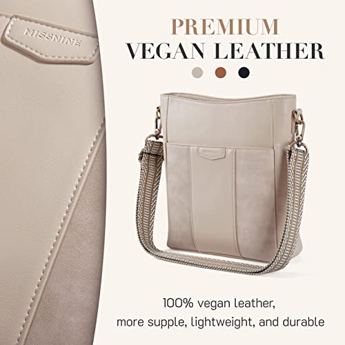Missnine Crossbody Bags for Women Vegan Leather Crossbody Purse Fashion Shoulder Bucket Bag with Adjustable Guitar Strap3
