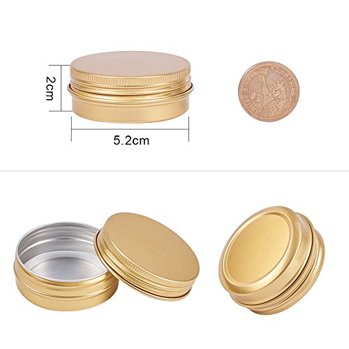 Benecreat 30 Pack 1 Oz Round Tin Cans Screw Top Aluminum Cans With Lids For Lip Balm, Scrubs, Spices, Candies, Tea And Other Gift Giving (Gold) #TOP2