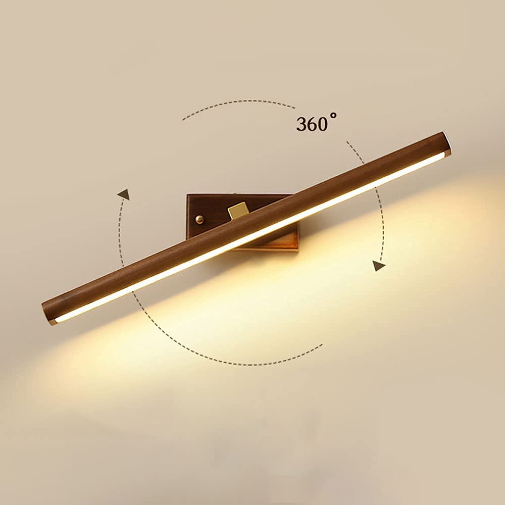 LED-Badezimmer-Spiegelleuchte, Messing-Waschtisch-Wandleuchte, Holz, drehbare Waschtisch-Wandleuchte, Rahmen, Bildbeleuchtung, verstellbare Spiegel-Frontleuchten für Spiegelschrank, Waschraum (Größe