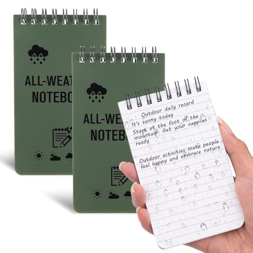 Qianeffort Waterproof Notebook,2 Pack Waterproof Notepad,3 x 5 Inches Write in the Rain Notebook,Field Notes Notebook with Lined Pages,Mini Police Notepad for Outdoor Home Office School