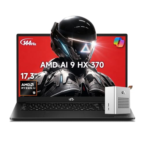 Image of NIMO 17.3 AI Laptop, 12 Core AMD Ryzen 9 HX 370 64GB RAM 4TB SSD Radeon 890M, with eGPU Dock with RX 7600M XT 8GB GDDR6 for Video Editing, AI Tasks & Remote Streaming, 2-Yr Warranty