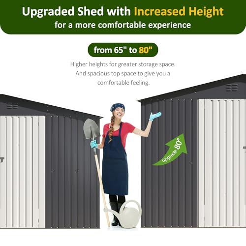 Image of DAUSOLA 10x12 FT Outdoor Storage Shed, Metal Garden Tool Sheds with Windows