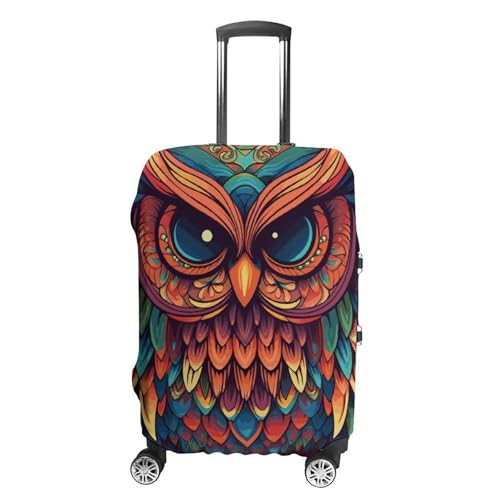 Color Owl Pattern Printed Luggage Cover Protector, Fits 18-32 Inch Luggage