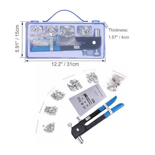 Toprema 126Pcs Rivet Nut Tool Kit Set Blind Rivet Nut Hand Riveter Wrench Threaded Insert Rivnut Nutsert M3/M4/M5/M6/M8 thumb #6