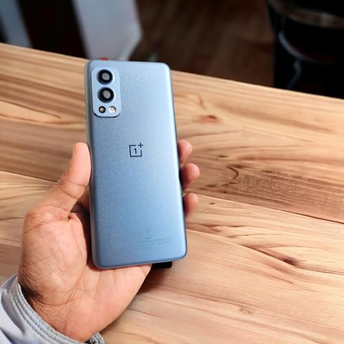 Image of Replacement Glass Back Battery Door Housing Panel with Camera Frame Logo and Adhesive Sticker for OnePlus Nord 2 5G DN2101 (Gray Sierra)