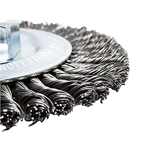 Image of Benchmark Abrasives 4 inch x 1 /4 inch Stringer Bead Wire Wheel with 5 /8 inch-11 Thread, for Weld Cleaning, Weld Spatter Removal, Stripping, Deburring, Use with Angle Grinders - (4 inch x 1 /4 inch, Stainless)