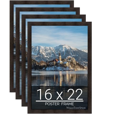 WallsThatSpeak 16x22 Espresso Brown Picture Frame for Puzzles Posters Photos or Artwork, Set of 4