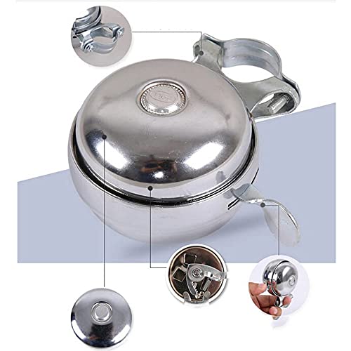 Cool Chrome Rotary Double-Sided Metal Classic Vintage Bike Bell Road Mountain Tricycle Retro Bicycle Handlebar Bell Safety Cycling Loud Ring Accessories Horn Crisp Clear Sound Alarm - Thumbnail 5