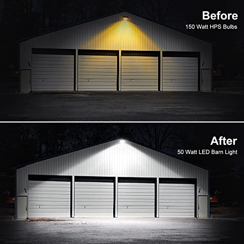LED Barn Light, Dusk to Dawn Outdoor Lighting with 50W 4500LM 5000K Daylight, IP65 Waterproof Outdoor Security Flood Lights for Garage Yard Street Warehouse Use