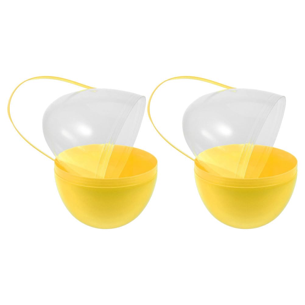 Artibetter 2 Uova di Pasqua Giganti: 25 Cm, Aperte in Alto con Manici per La Caccia Pasquale - Sacchetti di Plastica Giganti Riempibili