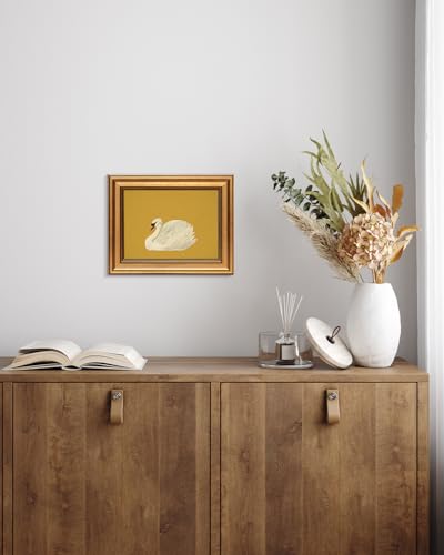 Image of VIYYIEA Vintage Gold Framed Wall Art for Living Room, Swan Canvas Prints Home Decor, Oil Painting Picture, Bedroom Wall Decor Gifts for Friends or Family -【Swan Yellow】-(10L x 8W)