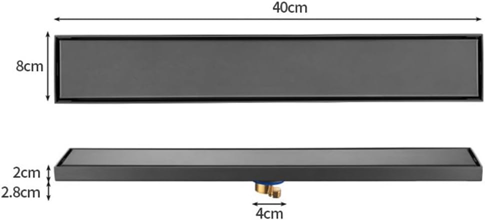 HBJWOV Invisible Rectangular Floor Drain Stainless Steel Large Drainage Can Be Inlaid with Ceramic Tiles