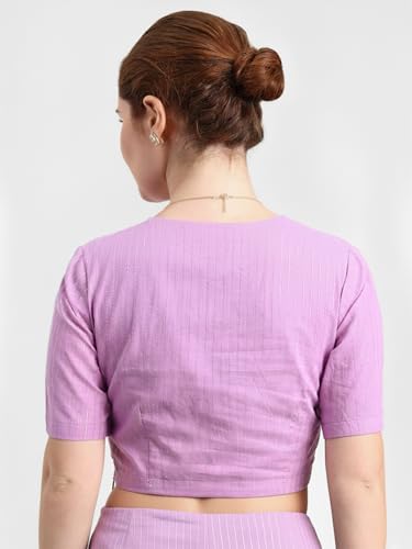 Image of Thevasa Women's Everyday Divine Depth V Neck Half Sleeves Blouse