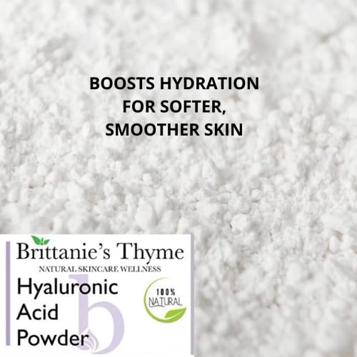 Brittanie's Thyme Pure Hyaluronic Acid Serum Powder, 100 Grams | High Molecular Weight, Cosmetic Grade, 100% Natural, Boosts Skin Hydration For Softer, Smoother Skin #TOP3