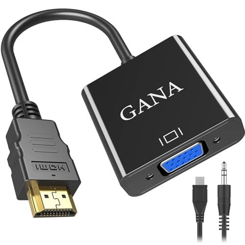GANA Adattatore HDMI a VGA con Audio, Placcato oro 1080P