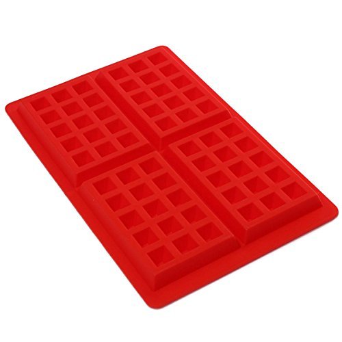 Molde de silicona ohofy con 4 compartimentos para hacer minigofres, en color rojo