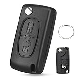 LE PAQUET COMPREND - 1 * 2 bouton CE0536 Coque de clé de rechange avec lame non coupée + 1 * Porte-clés.Remarque : Coque de clé de voiture uniquement, sans composants électroniques (télécommande, pile, transpondeur).